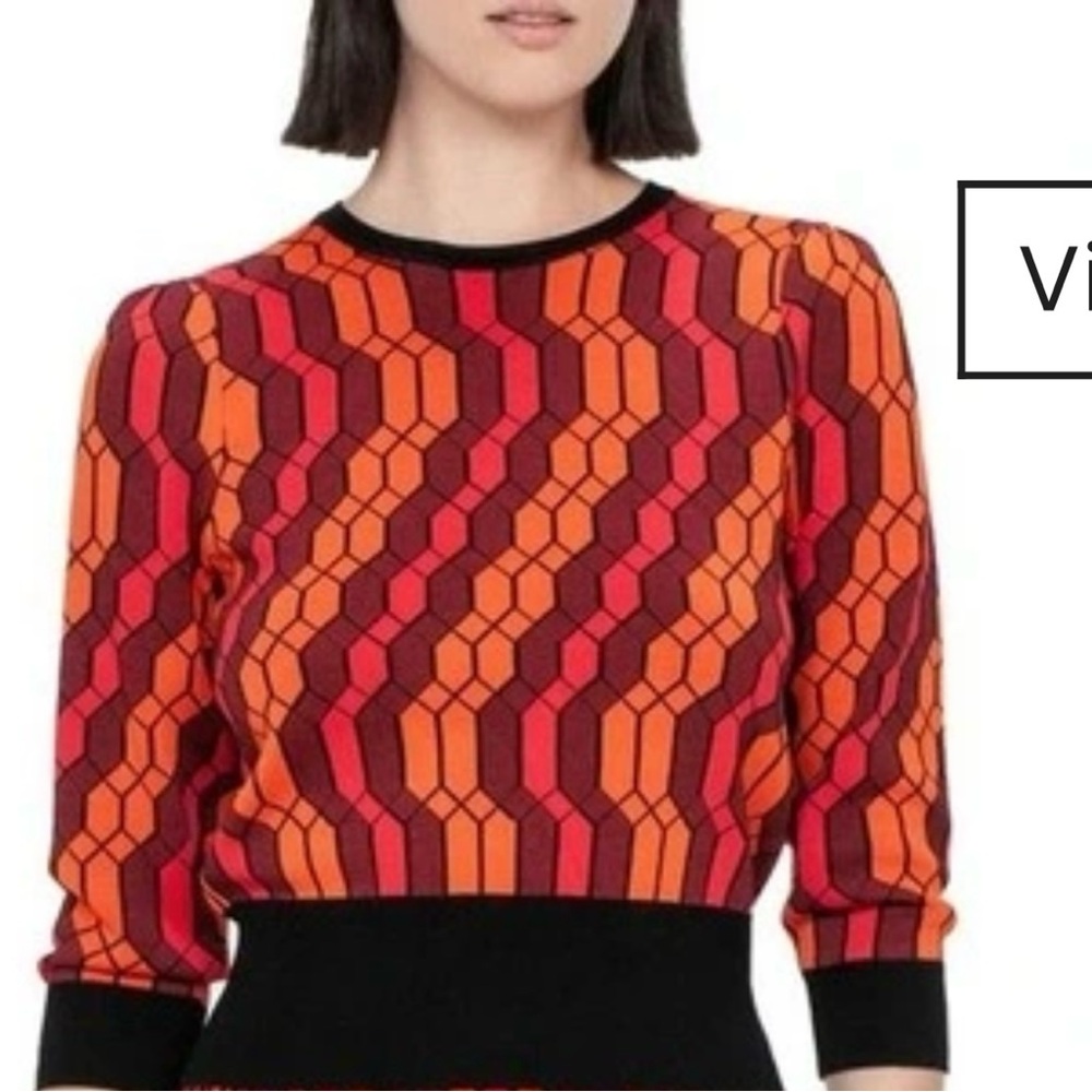 Veronika Maine Vibrant Red and Orange Knit Top